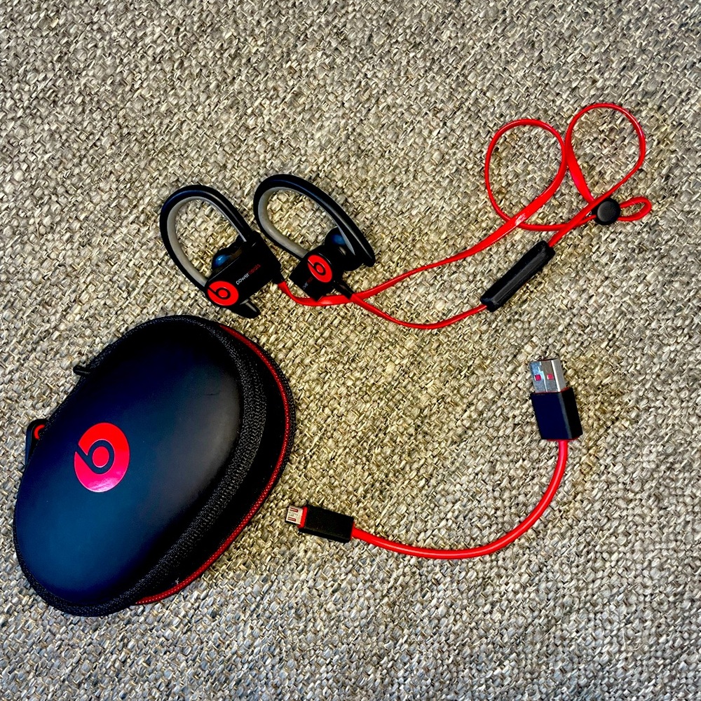 Beats by Dre Power Beats Headphones + Case + Charger